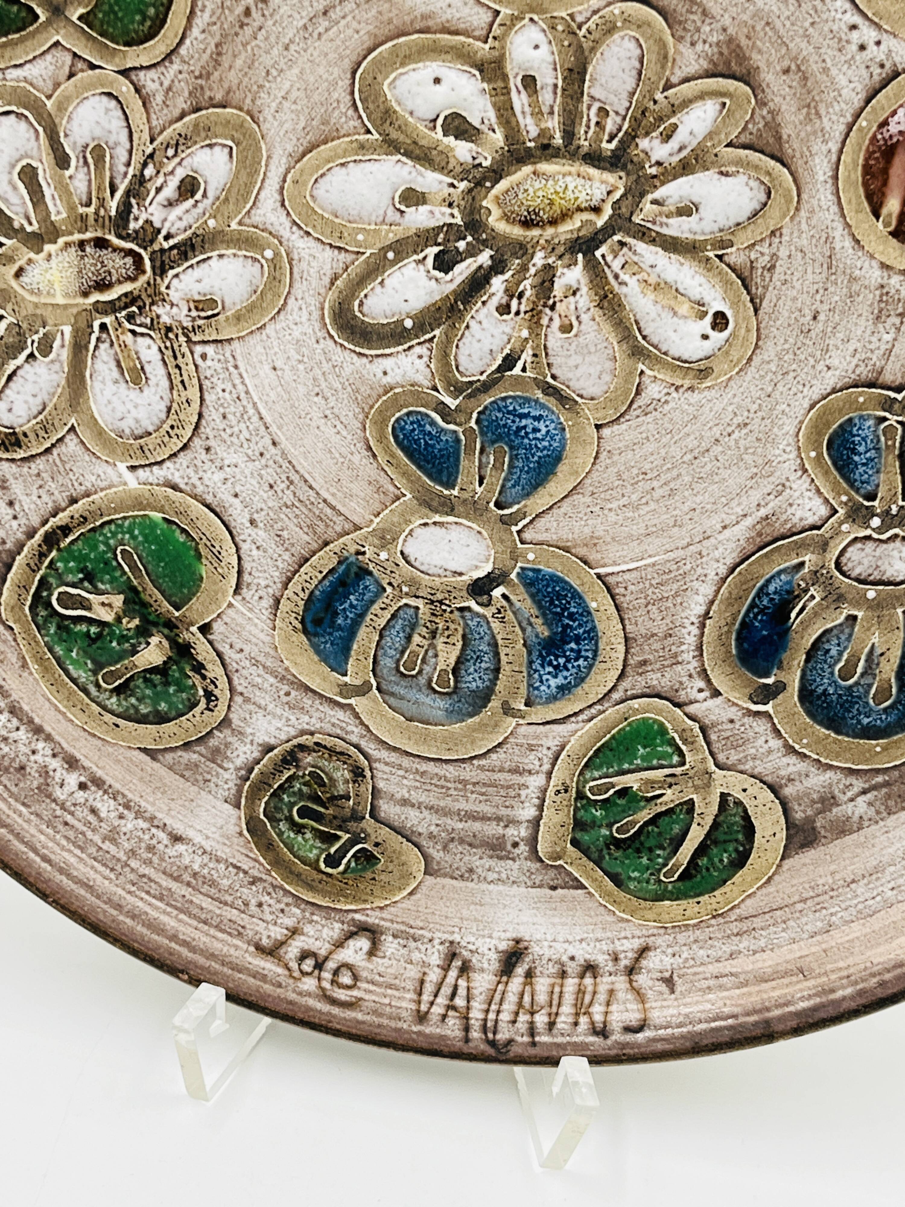 Vintage Decorative Plate Ceramic Vallauris Signed Lolo