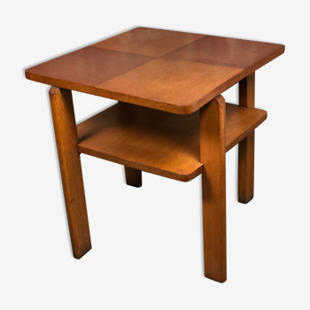 Table d'appoint en chêne et placage chêne brutaliste 1950