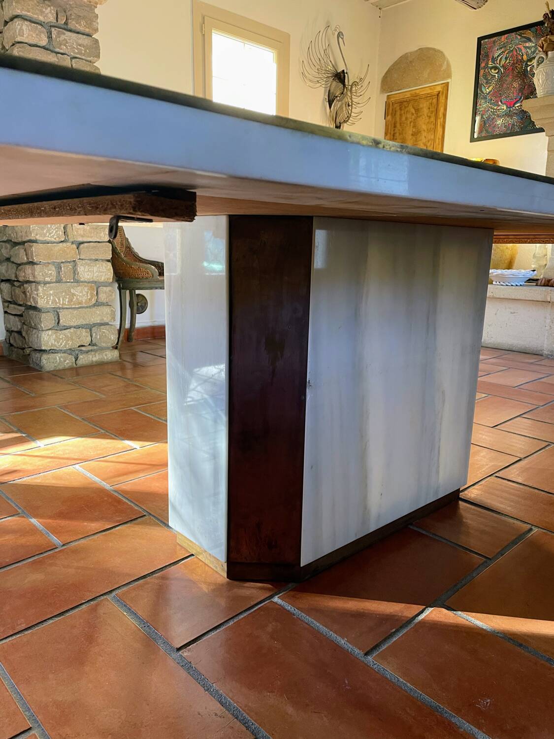 White Carrara marble table, 1970s