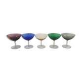 Suite of 5 Italian champagne glasses 1960