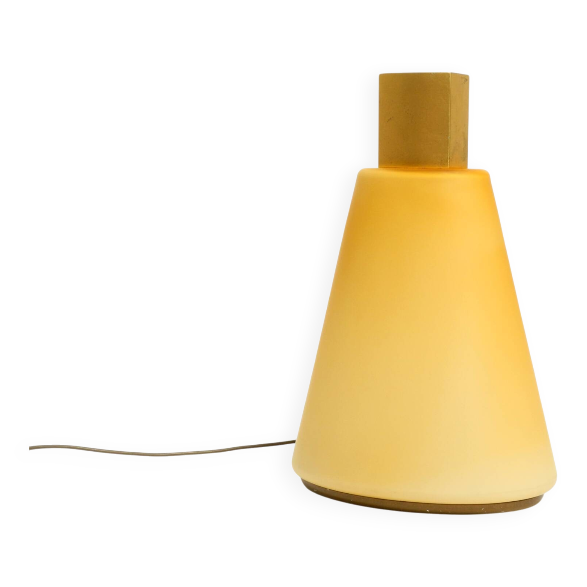 Large 1990s postmodern design floor or table lamp made of colored glass