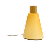 Large 1990s postmodern design floor or table lamp made of colored glass