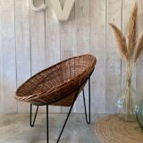 Pair of wicker basket armchairs