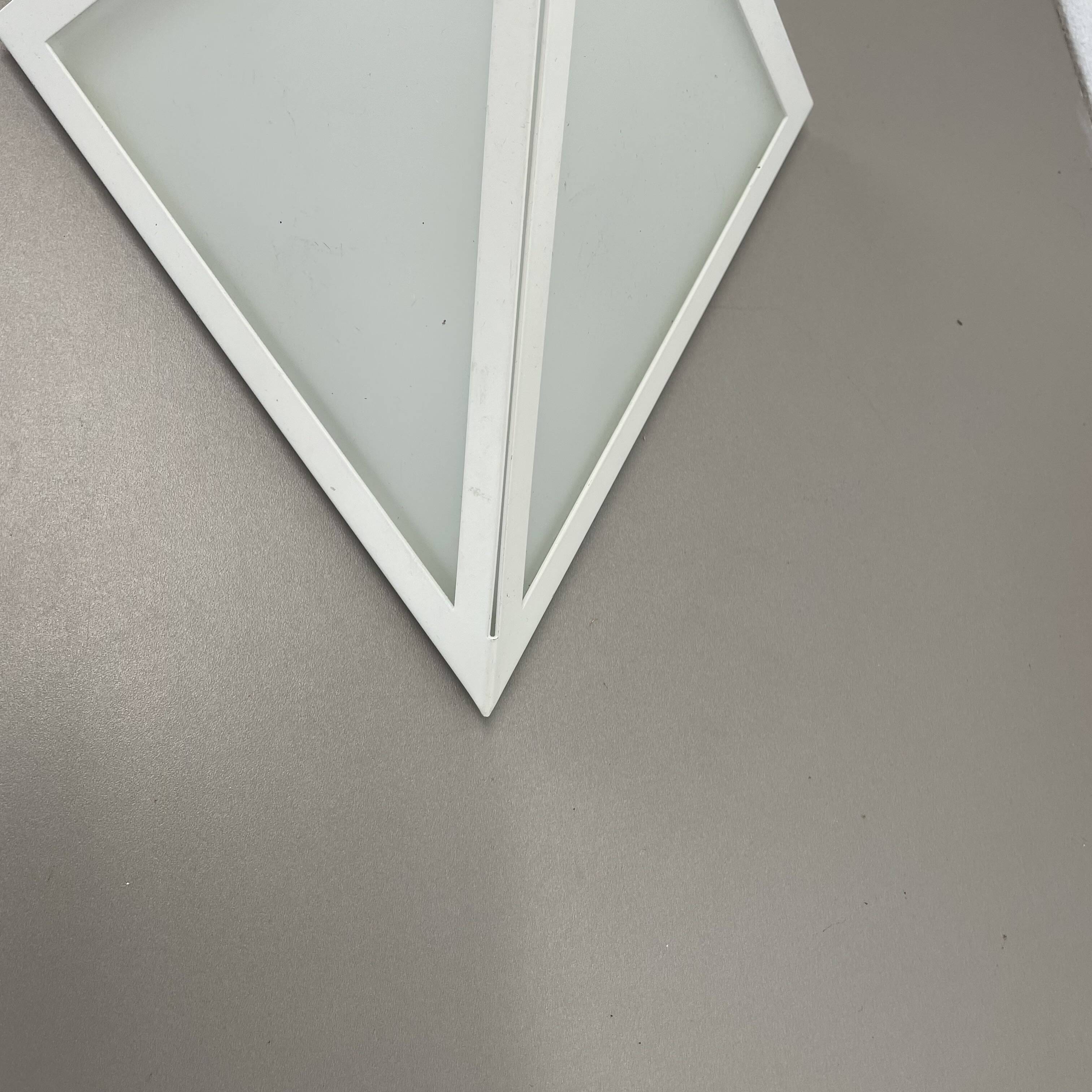 Original cubic satin white glass wall light by glashütte limburg, germany 1980s