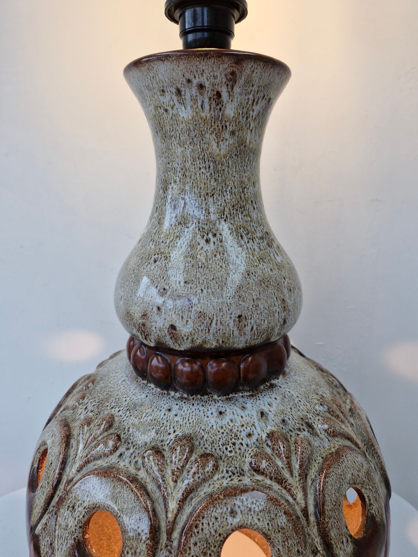 Vintage 60-70's sun lamp ceramic fat lava style functional