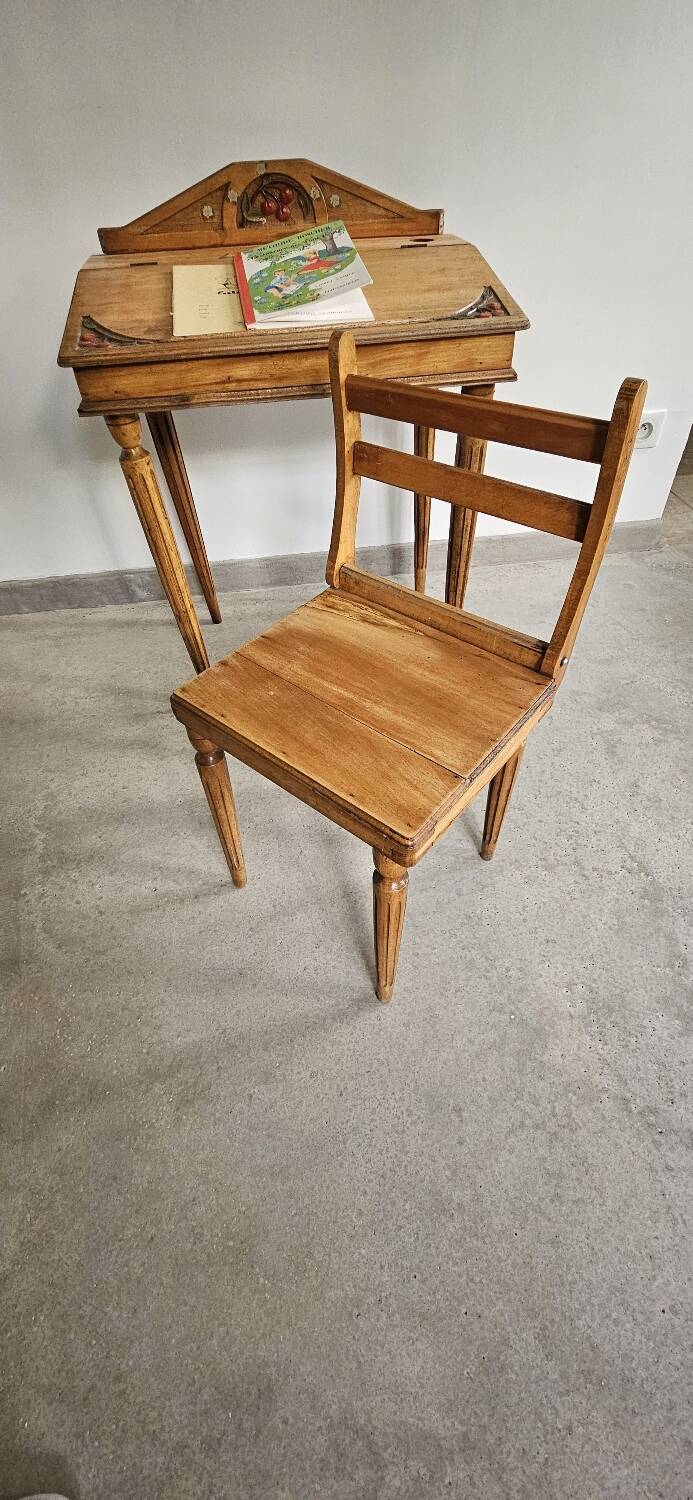 Ensemble pupitre d'écolier et sa chaise vintage