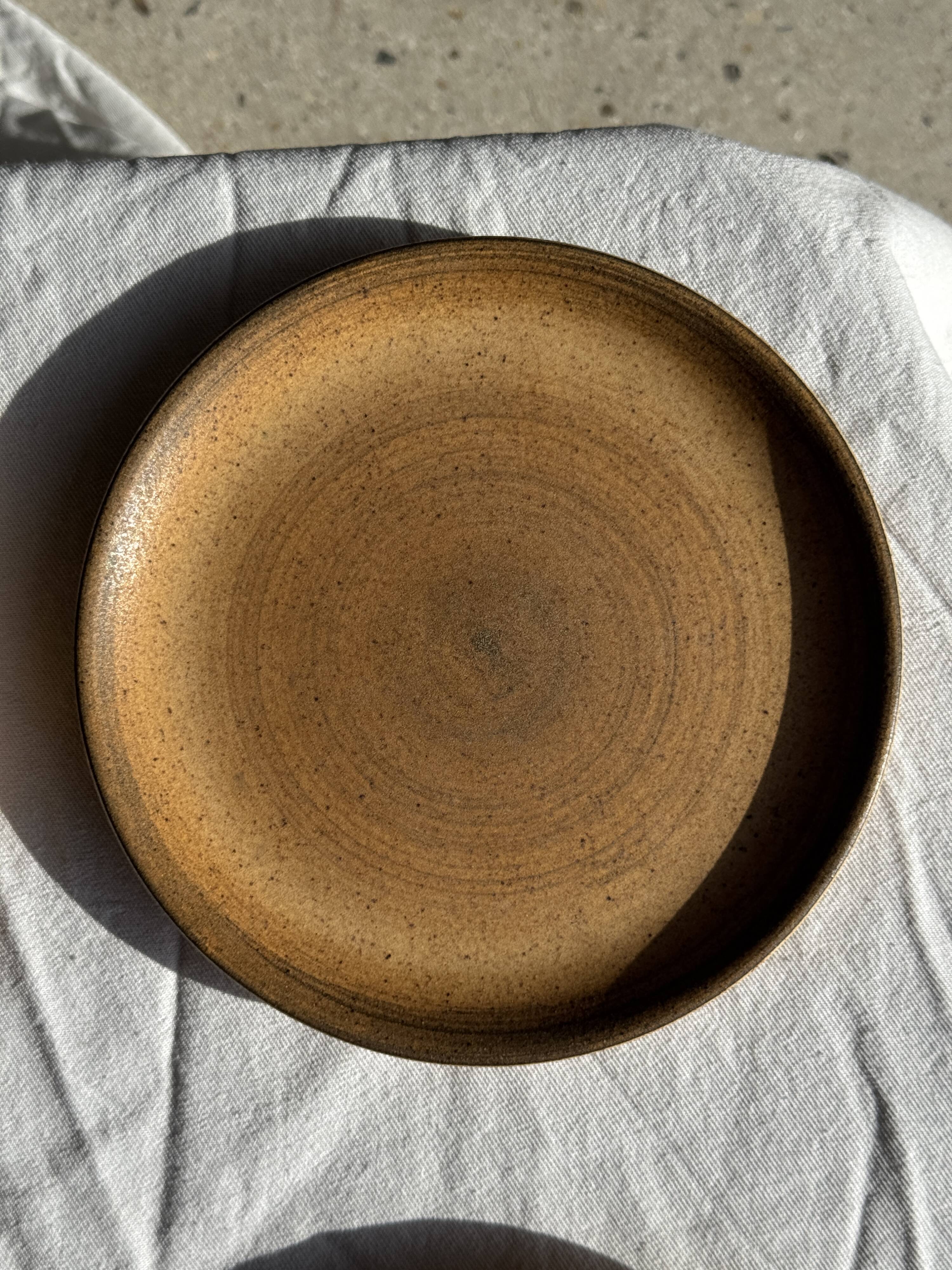 Set of 8 dark orange stoneware dessert plates Longchamp D19.5