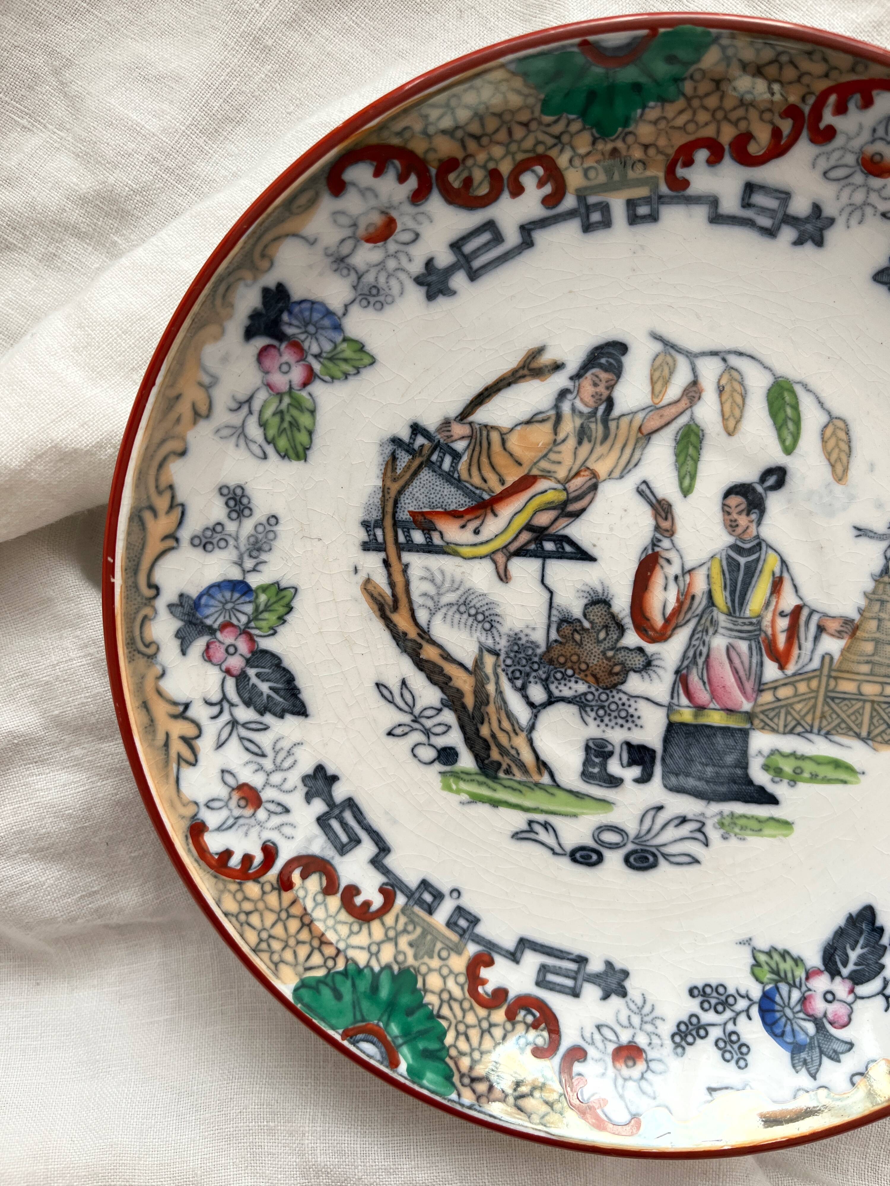 Plate and saucer with Japanese-style decoration "Timor" Sarreguemines