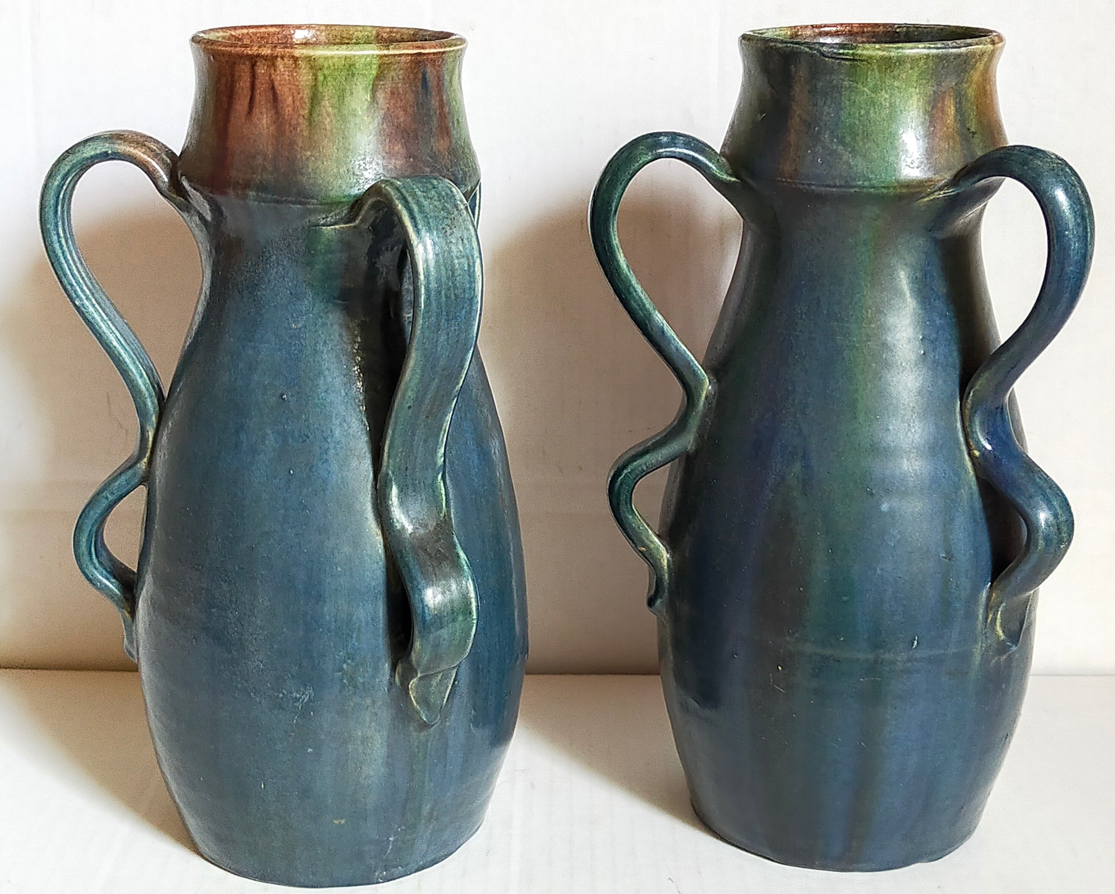 Duo of Flemish pottery of Charles and Auguste Maes early twentieth century