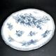 Large round antique plate with monochrome blue and black floral decoration, circa 1850.