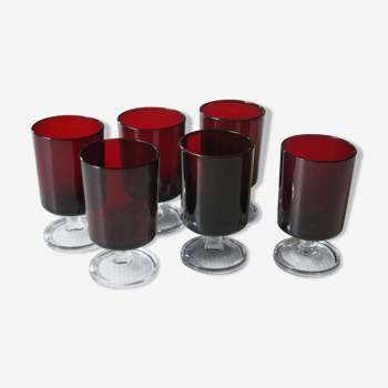 6 petits verre Ruby cavalier Arcoroc