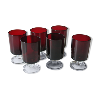 6 petits verre Ruby cavalier Arcoroc