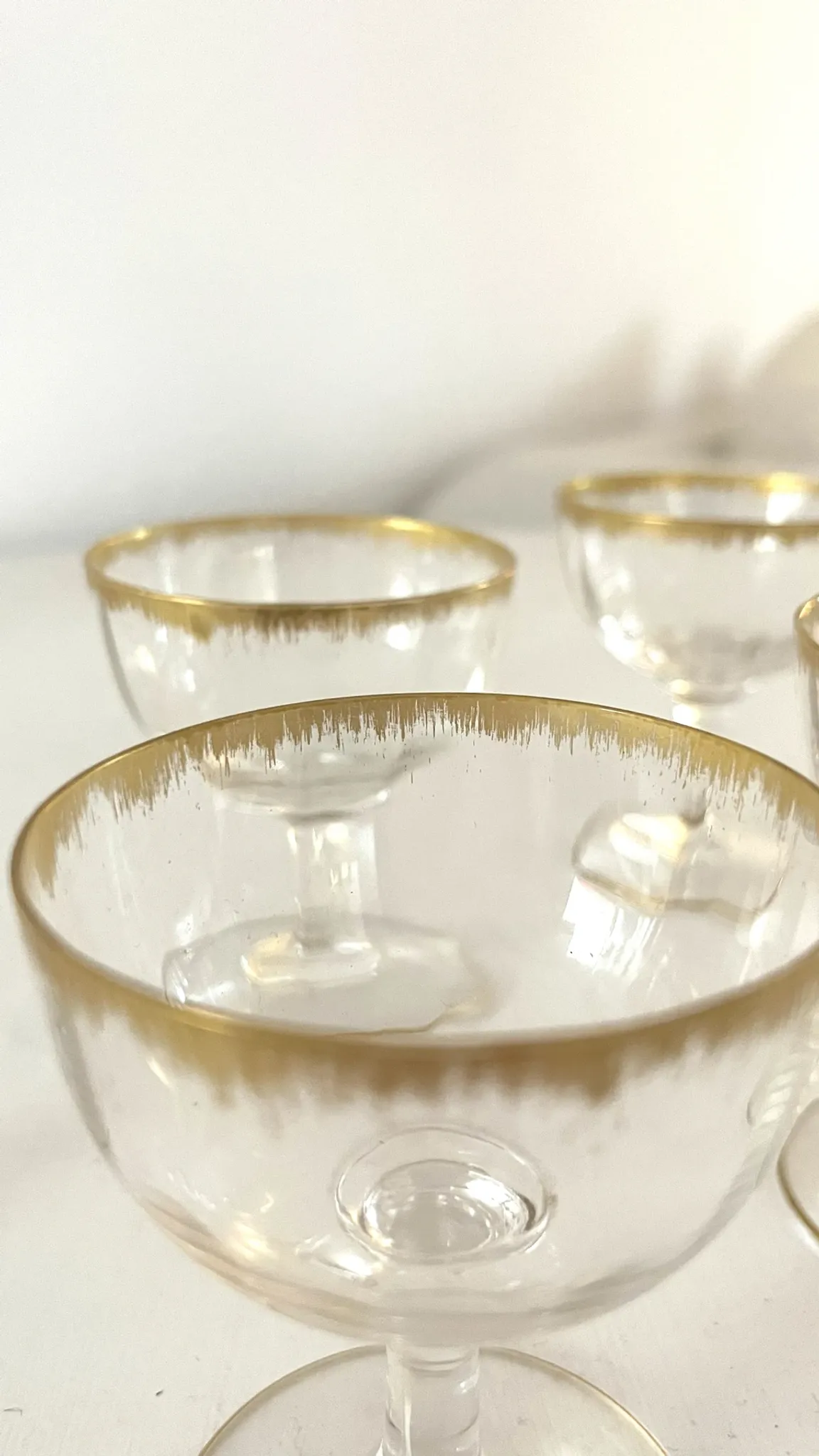 Liqueur Glasses, Vintage French Set of 6 – Gold Rimmed Stemware