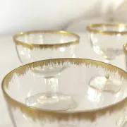 Liqueur Glasses, Vintage French Set of 6 – Gold Rimmed Stemware