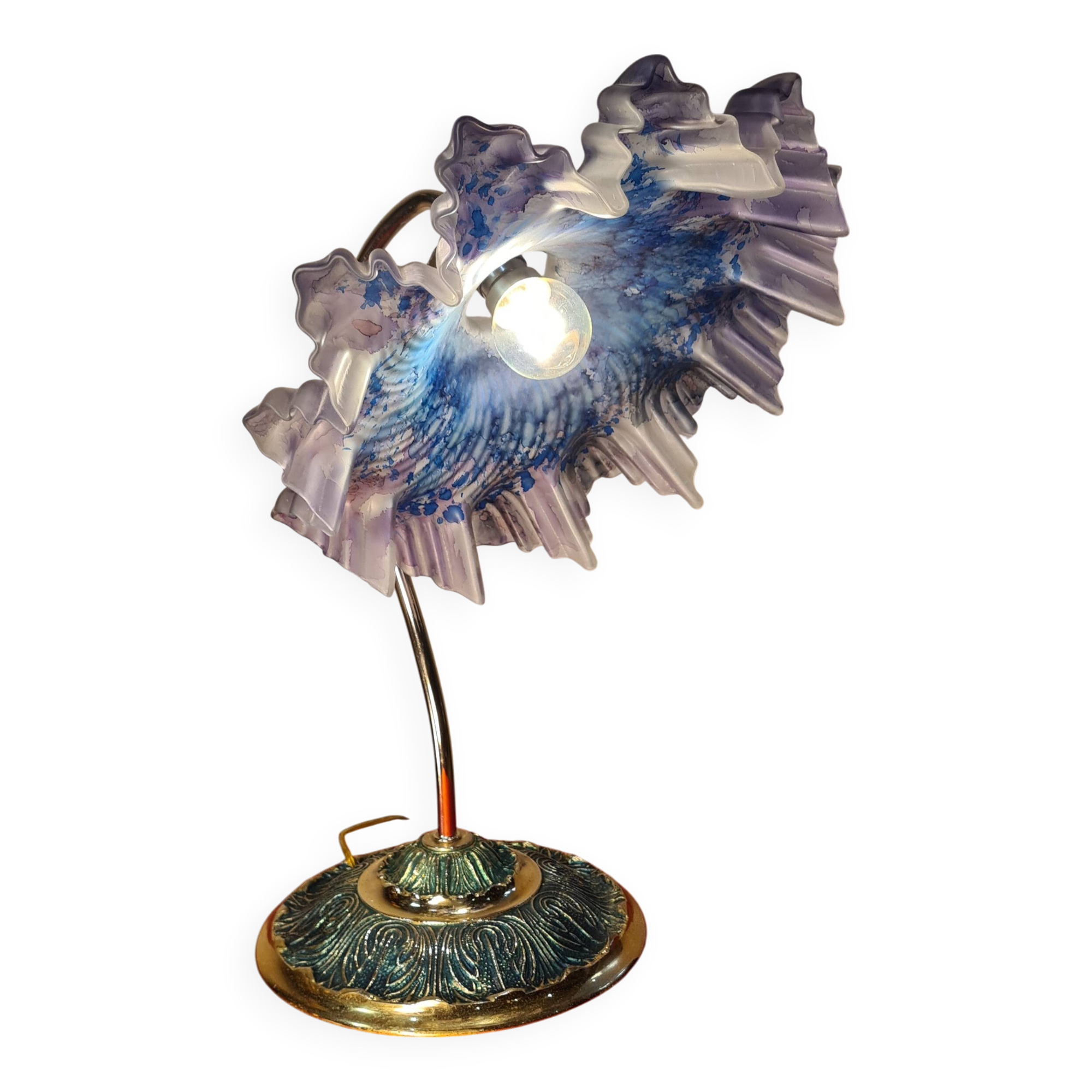 Art Nouveau lamp with Neo Classic lace shade 40x35