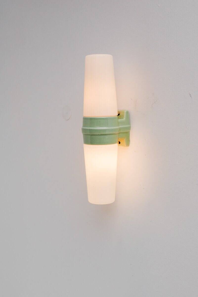 Vintage porcelain bathroom light by Sigvard Bernadotte for Ifö, 1960