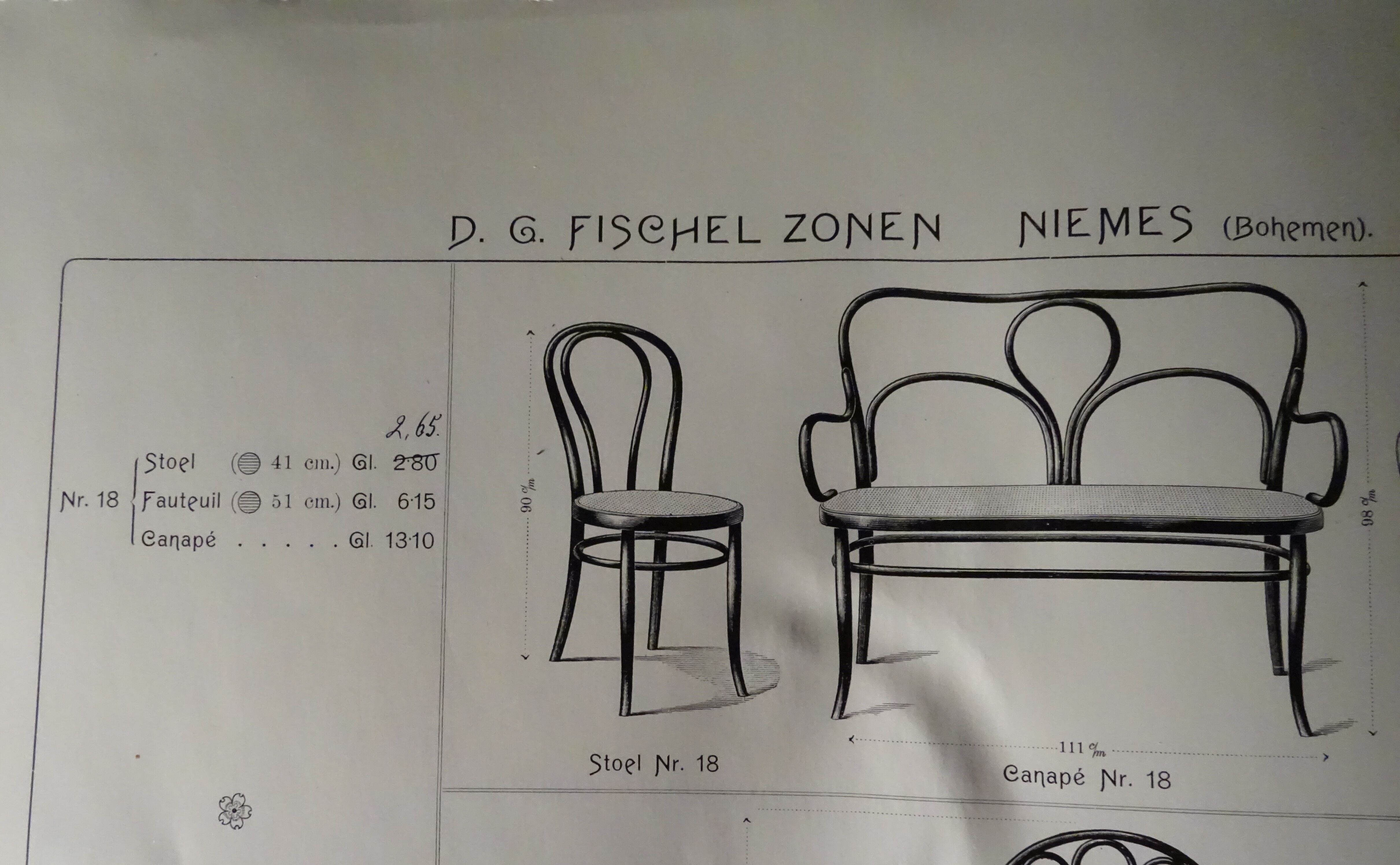 Fischel bistro chairN°18 wooden seat Art Nouveau, circa 1900