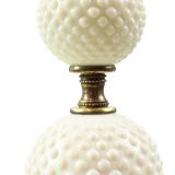 Pied de lampe en verre laiteux et laiton, années 1970