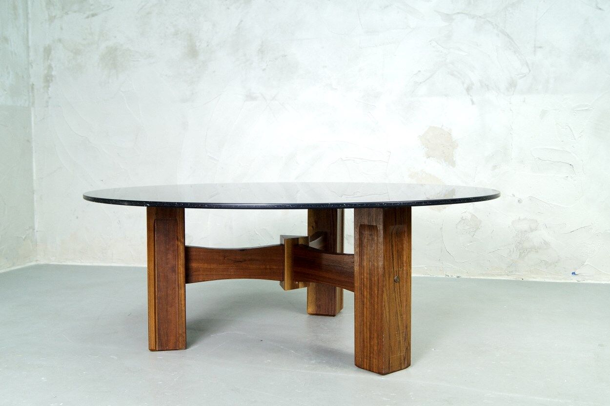 Table basse italienne moderne de bois de rose années 60