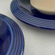 Set of 2 vintage ceramic mugs in cobalt blue & ecru • Tea service