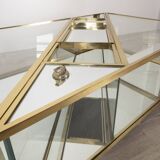 Vintage 60's table in golden brass and crystal italian design