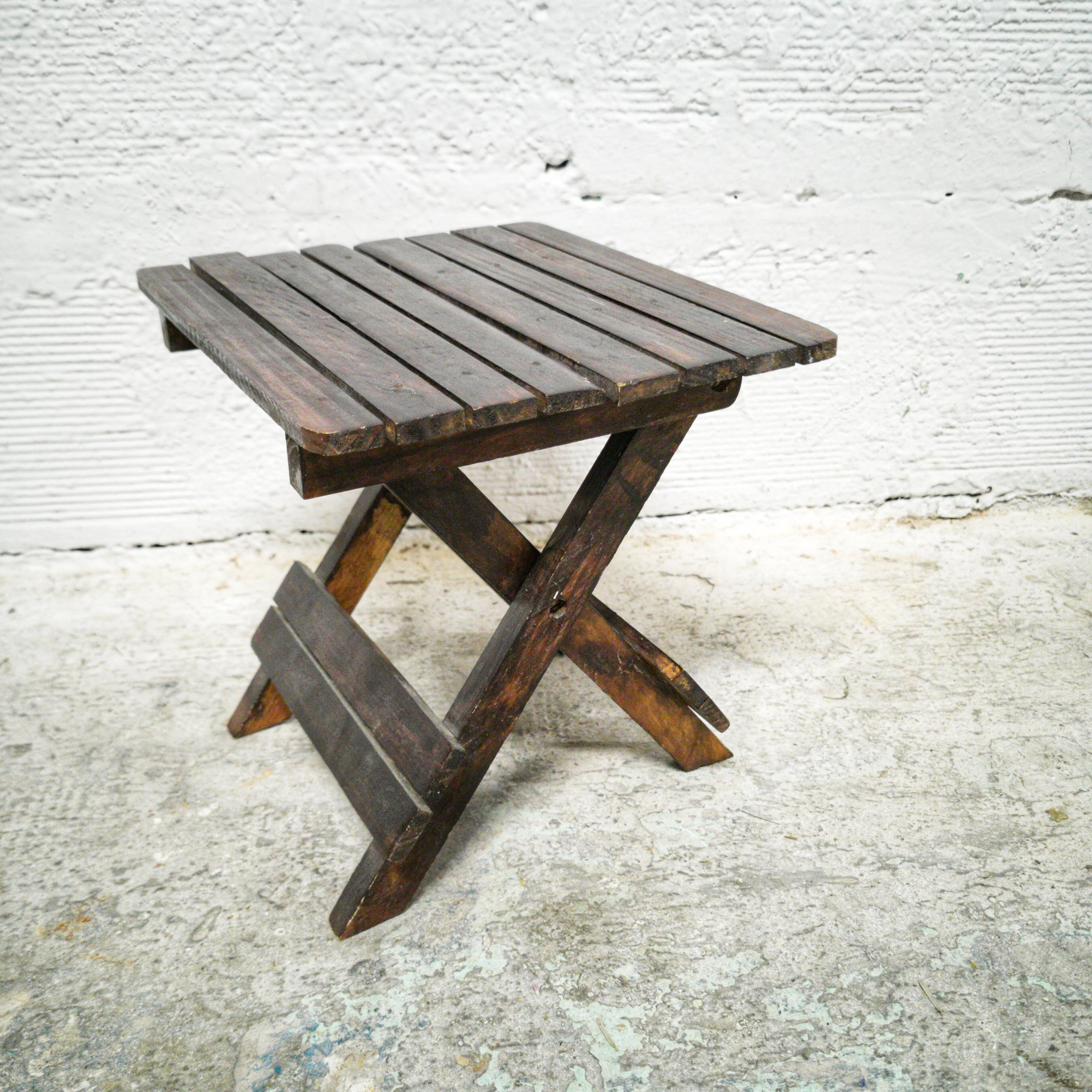 Folding wooden stool