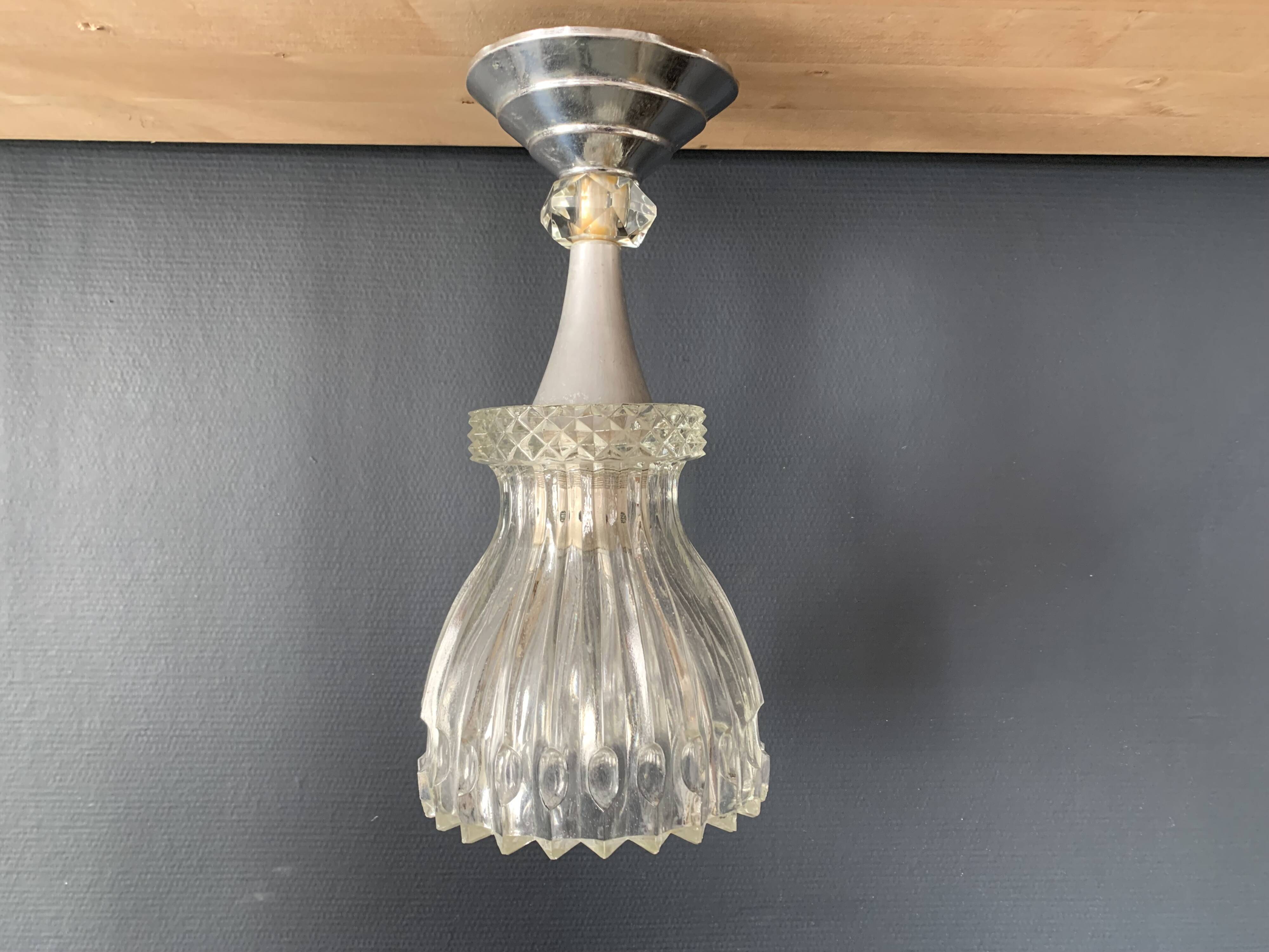 Cut glass and metal ceiling light, 1960s, Germany