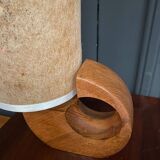 Wooden lamp 1970 sculpture original lampshade