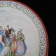Large Round Antique Plate 33 cm Ceramic Pierrefonds - Regional Dance Decoration