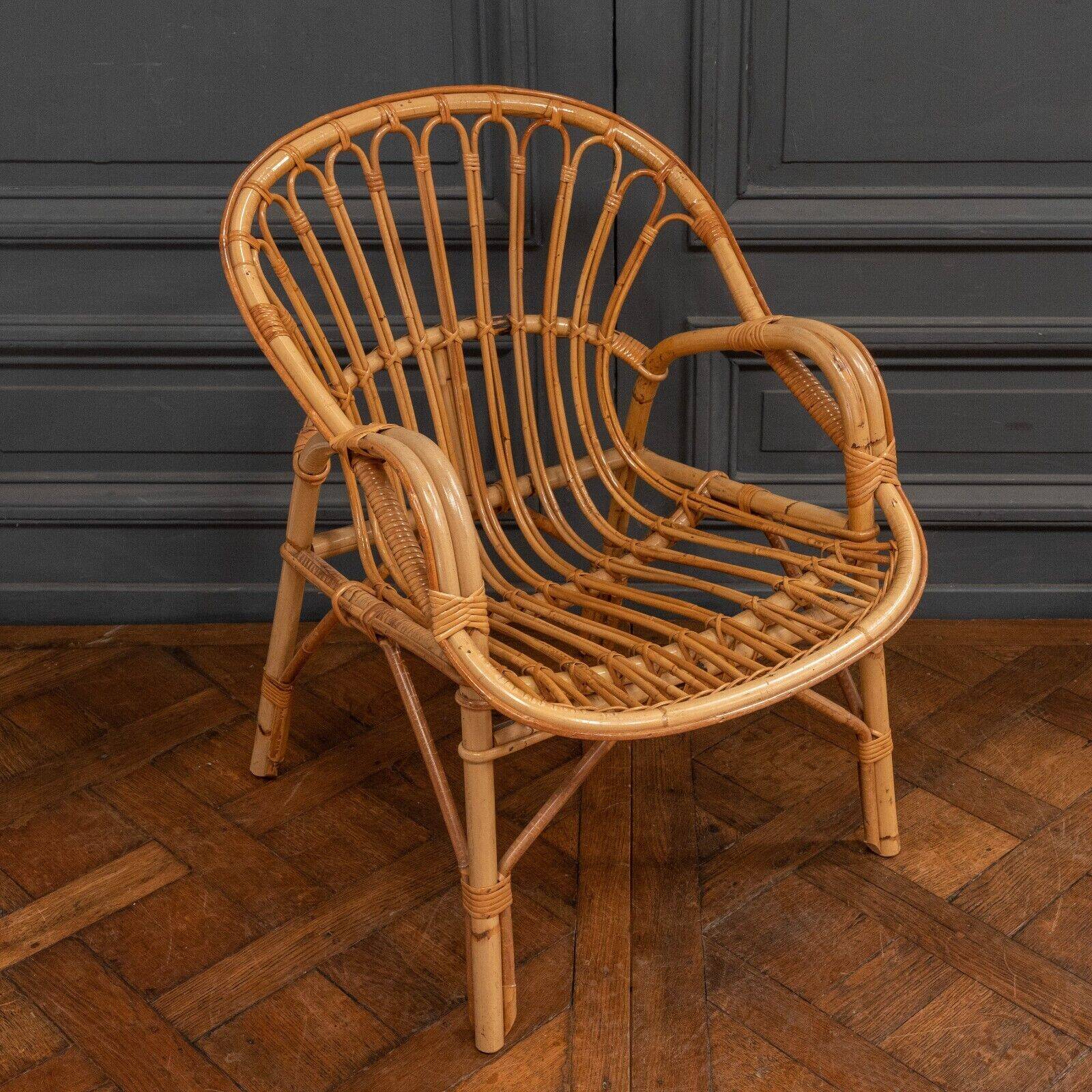 Suite of three rattan armchairs 1960 with original patina
