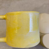 Yellow stoneware coffee set
