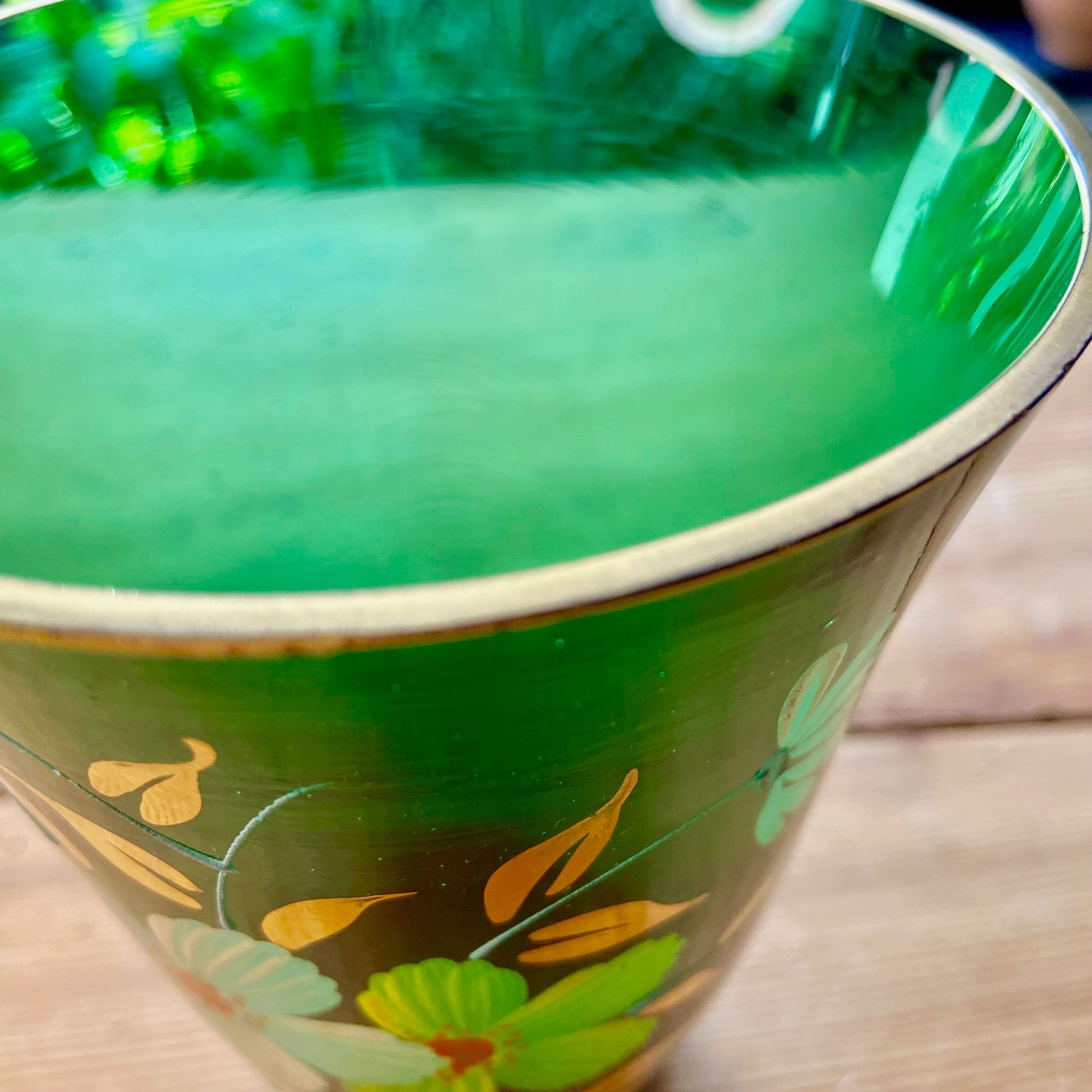 Vase en verre peint-Années 50