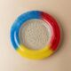 Vintage Murano glass bowl - blue, red, and yellow glass with bubbles - Italy 1980s - Pop Art design