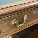 Late 19th century English mahogany desk with pedestals and leather top