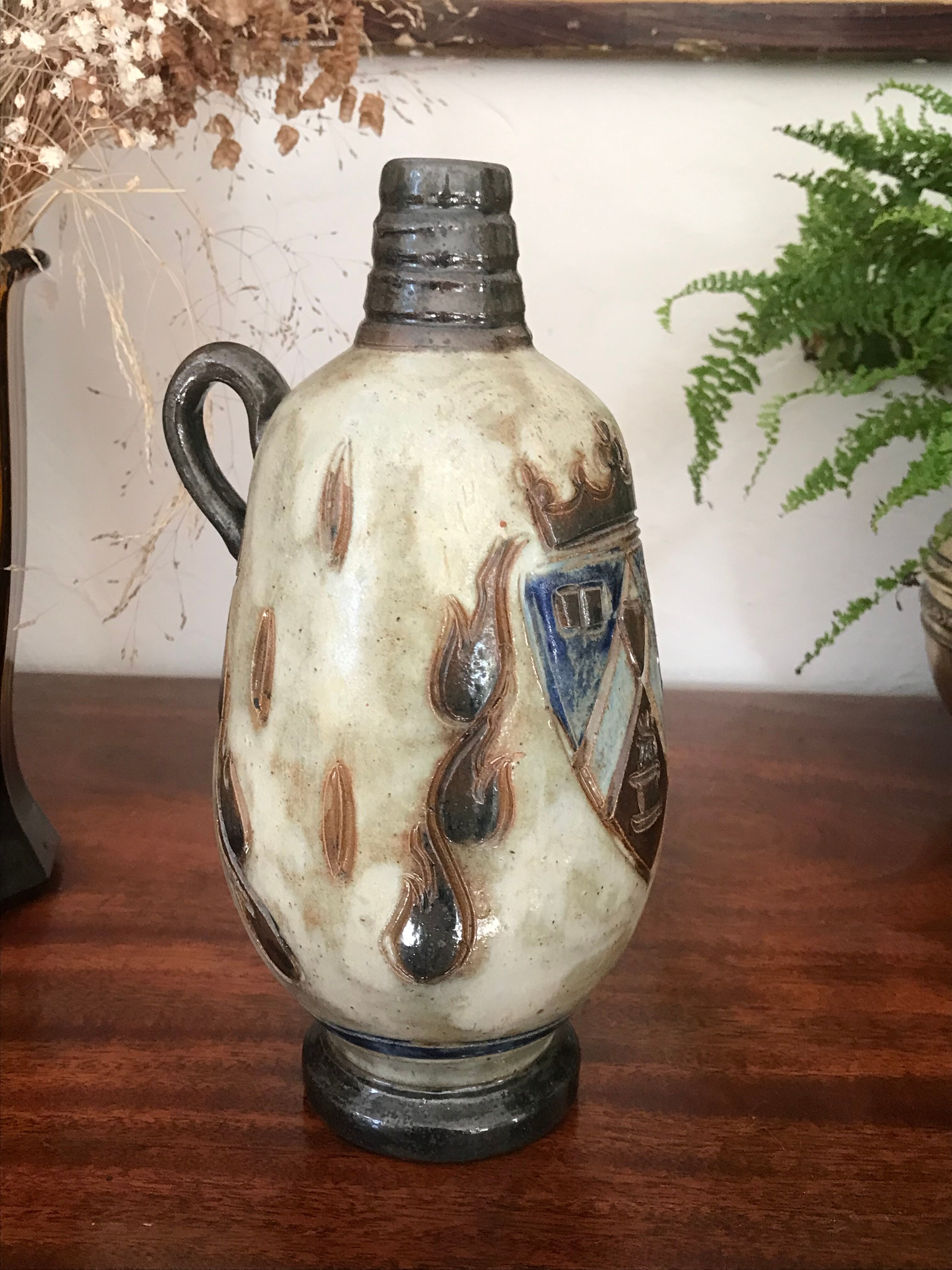 Sandstone vase signed Guérin