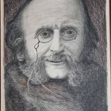 Portrait of Jacques Offenbach inspired by a photograph by Nadar, Framed and signed, 34 x 43 cm