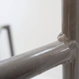 Set of 4 gray metal chairs in the style of Starck's "Von Vogelsans" model