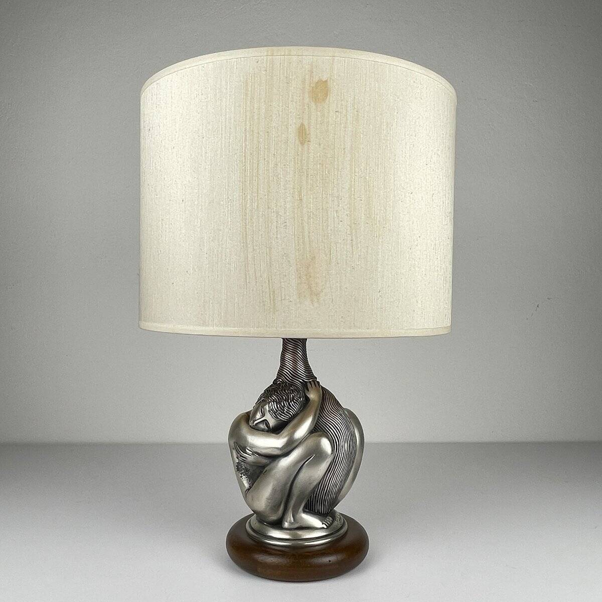 Vintage silver table lamp man and woman by Ottaviani, Italy, 1970s.