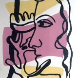 Fernand LEGER, Profile with Flower, c. 1948. Signed and stamped lithograph.