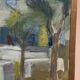 Mid-Century Oil on Canvas 'House with Two Trees' by Zage, Vintage & Framed