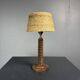 Midcentury French brutalist wood turned table lamp, Charles Dudouyt style