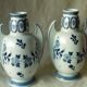 Pair of delft earthenware vases from holland with marine boat decor