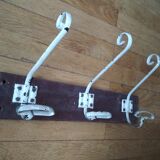 Antique vintage wooden and metal door coat-door country house coat-3 hooks