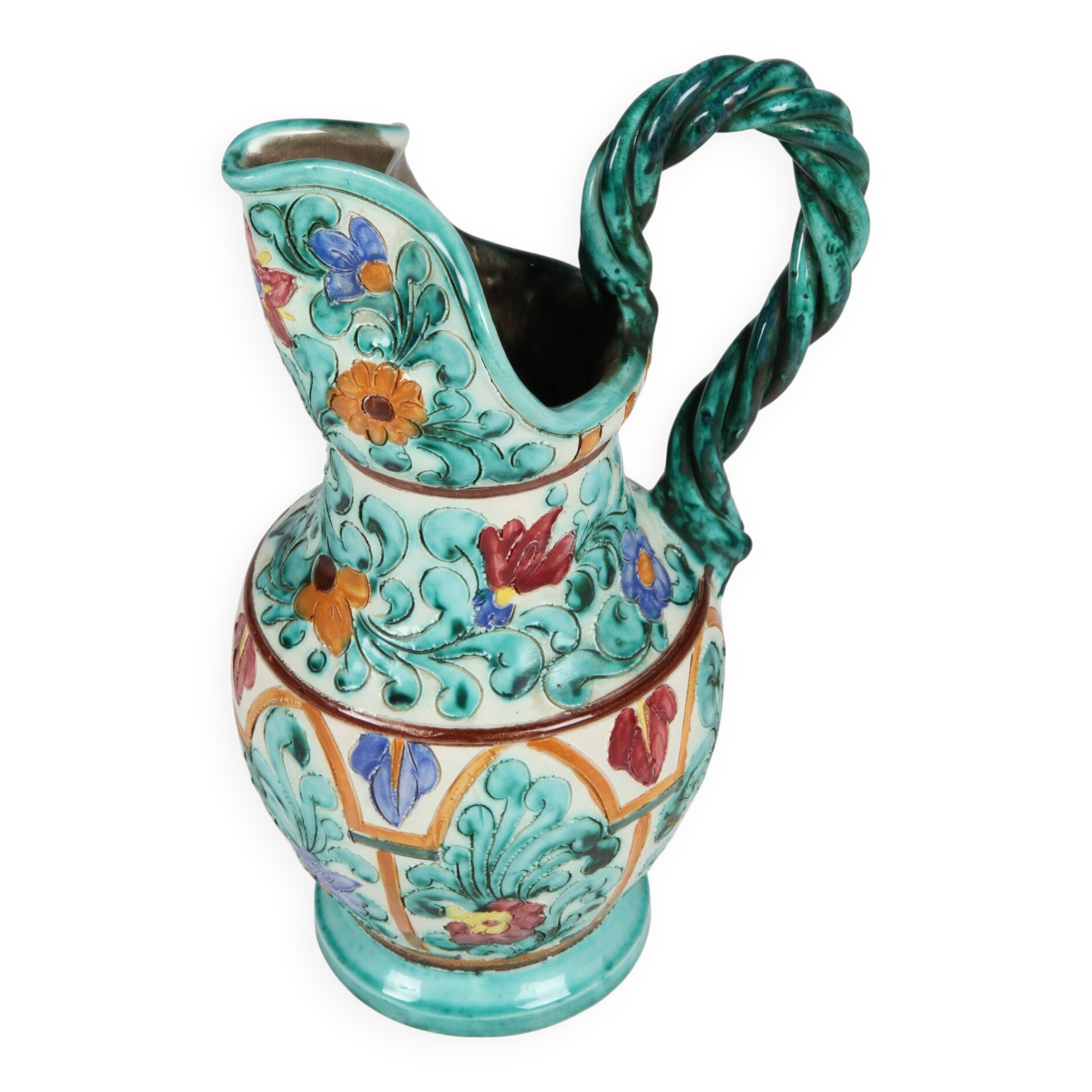 Polychrome earthenware jug