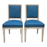 Pair of antique Louis XVI style chairs with patina