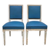 Paire de Chaises style Louis XVI ancienne patiné