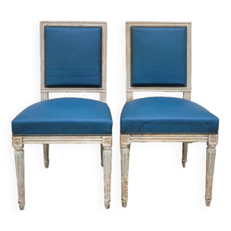 Paire de Chaises style Louis XVI ancienne patiné