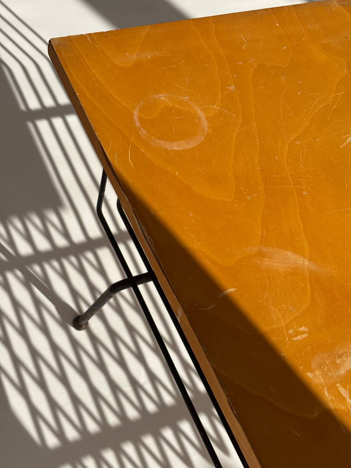Mid-century metal and wood coffee table with magazine rack, Italy