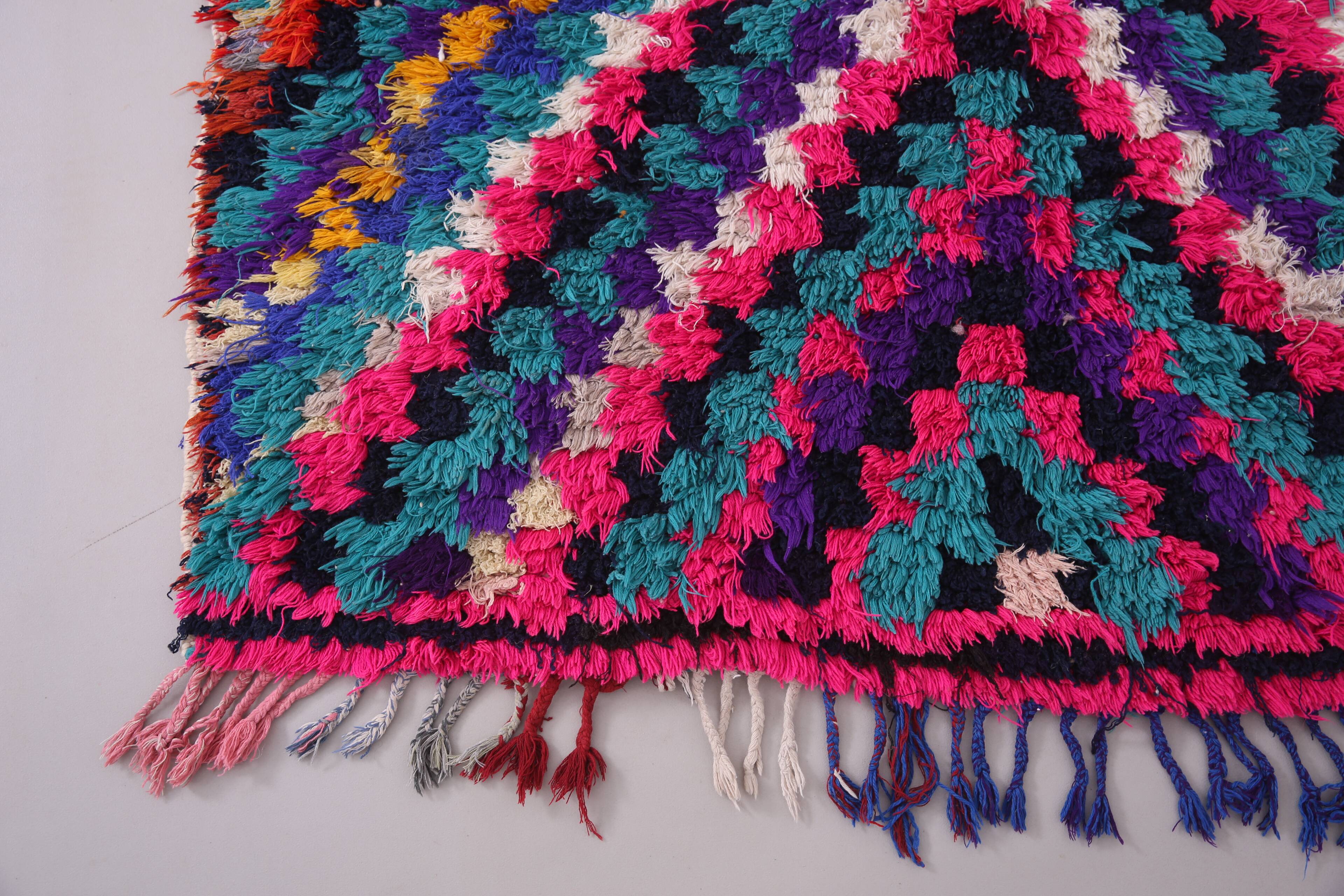 Colourful vintage moroccan runner rug 137 x 314 cm - handmade berber rug