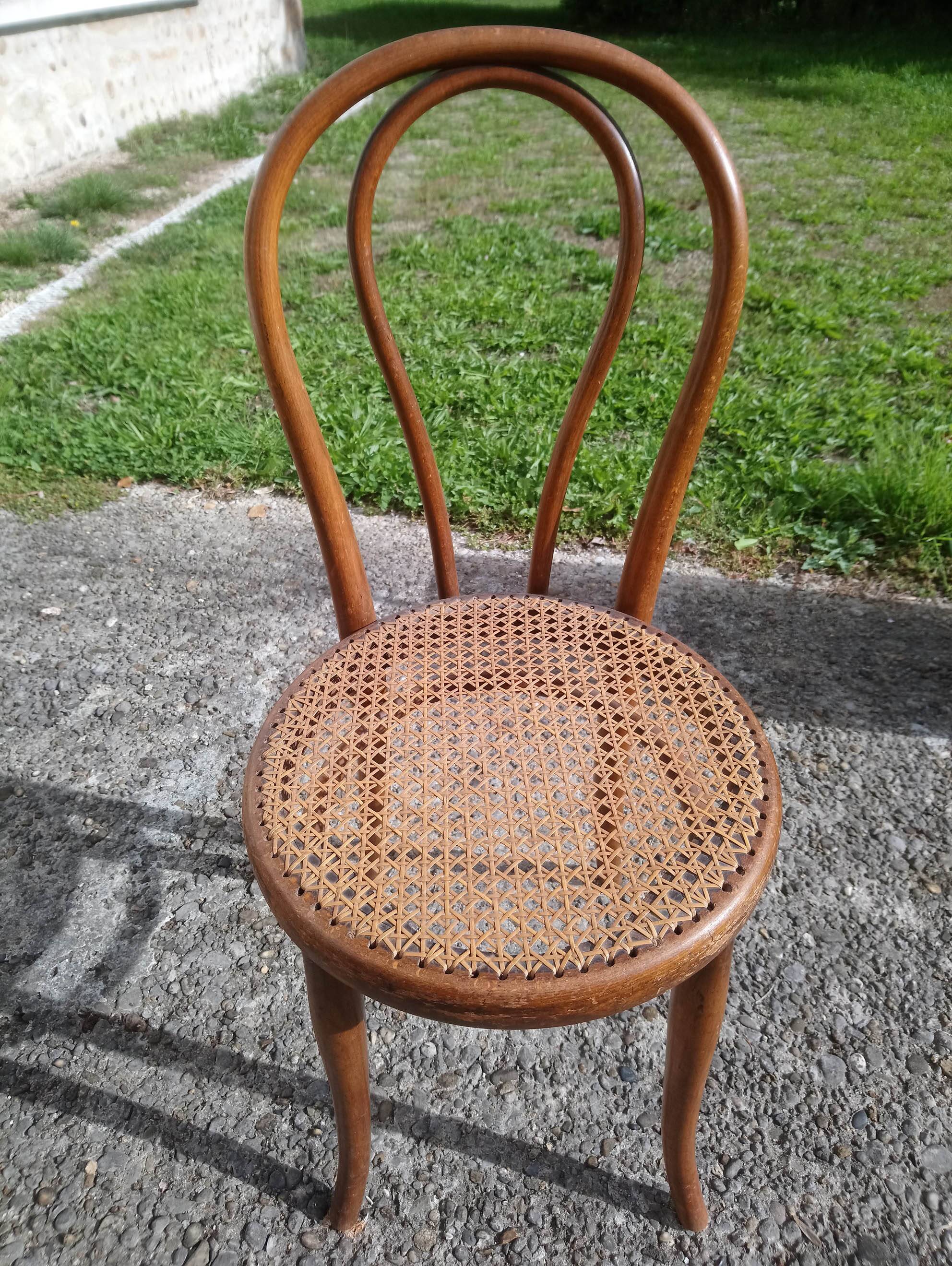 Bistro chairs stamped Thonet, caned, 1930s, No. 18